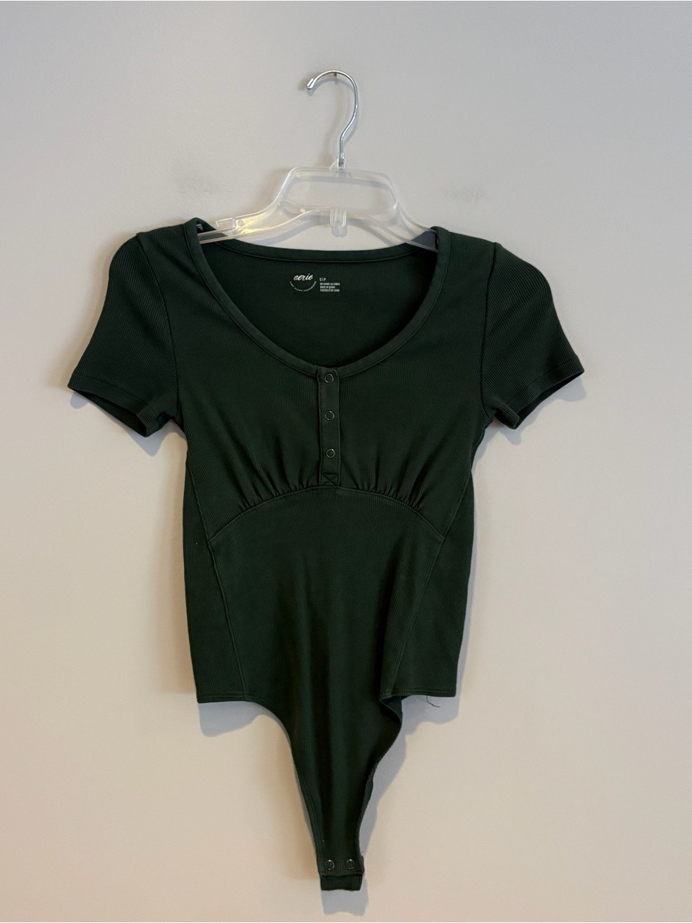 aerie Olive Green Ribbed Bodysuit Size S